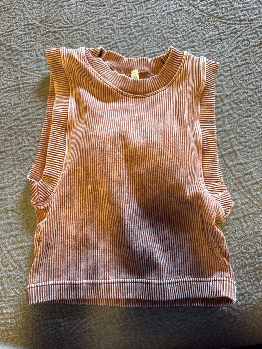 Zenana Ribbed Sleeveless Crop Tank Top - Dusty Rose